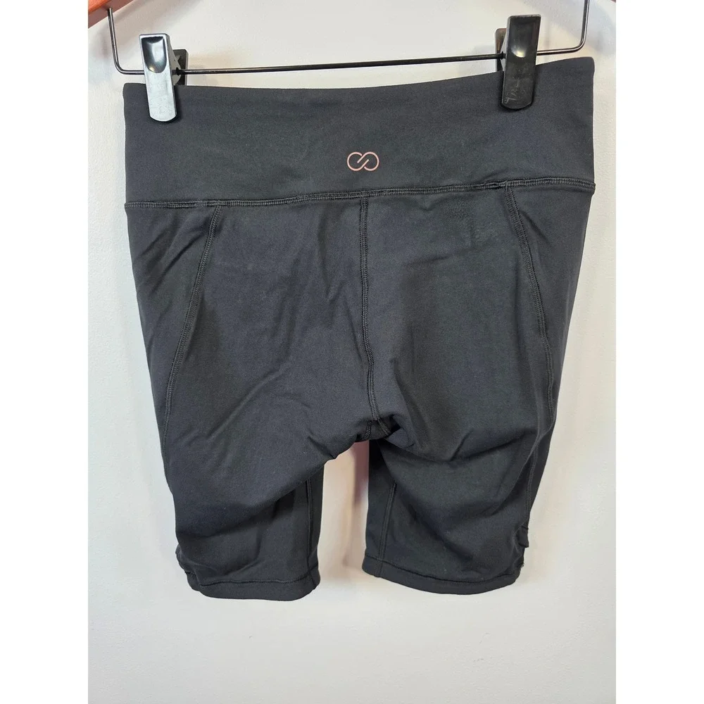 CALIA Carrie Underwood Womens Black High Rise Bike Shorts Zipper Pocket Size S